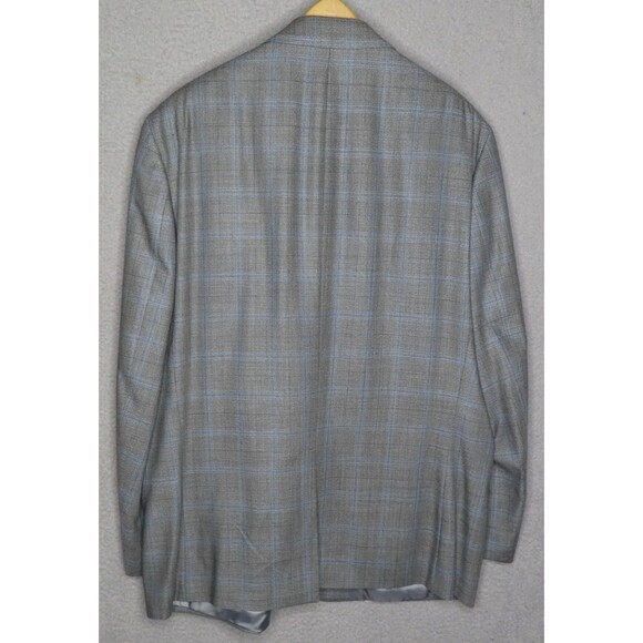 Lauren Ralph Lauren Sport Coat Mens 46R Gray Blue Plaid Wool Silk Executive Fit - Picture 2 of 12